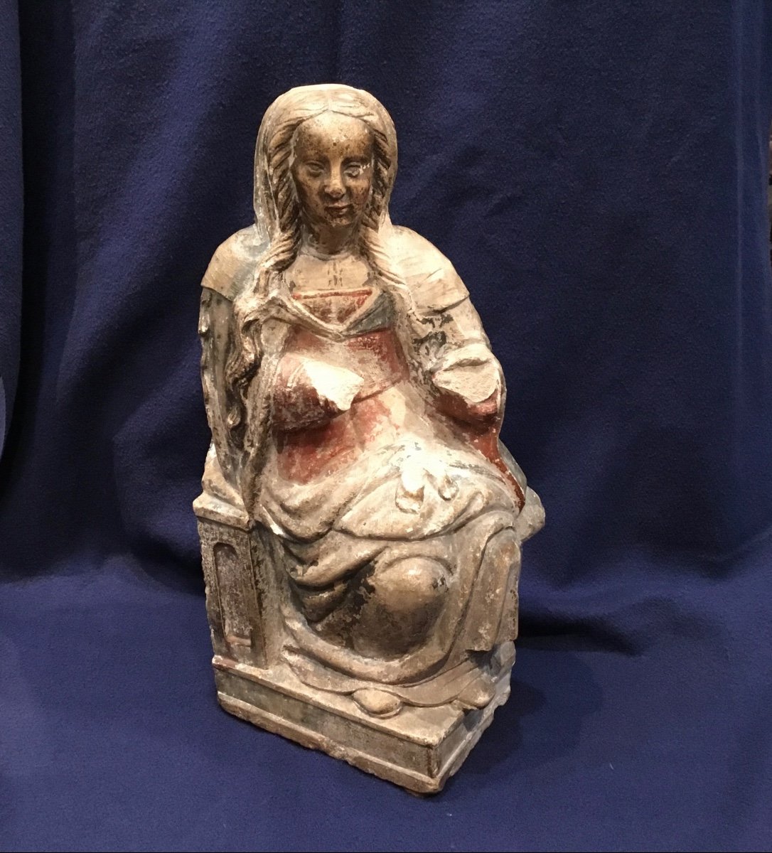 16th - Polychrome Virgin In Stone France