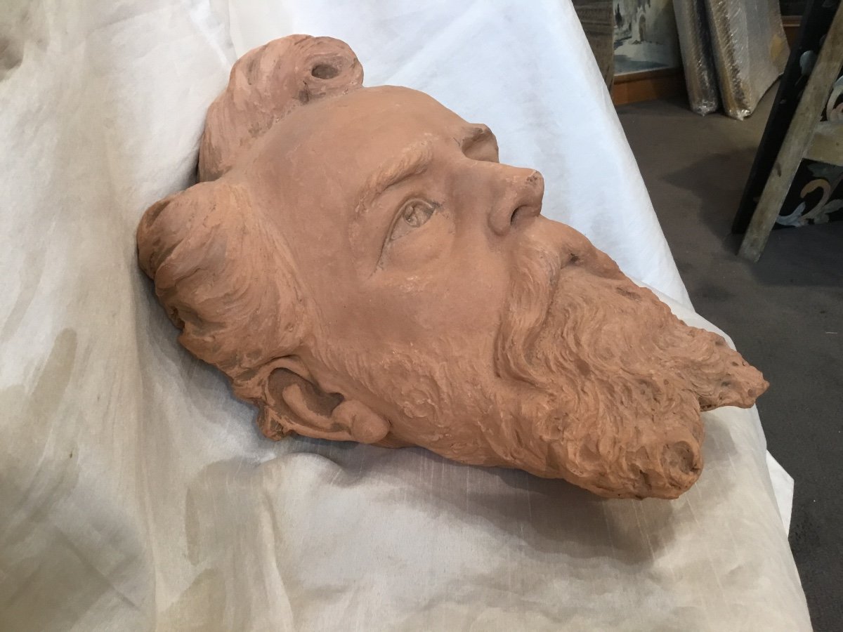 19th Century - Original Terracotta Sculpture “man's Head”-photo-2