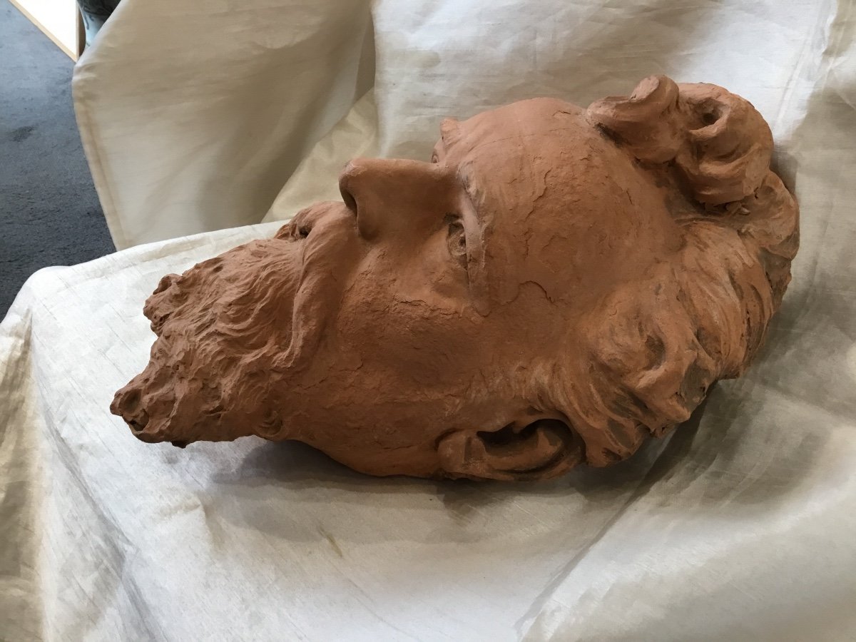 19th Century - Original Terracotta Sculpture “man's Head”-photo-3