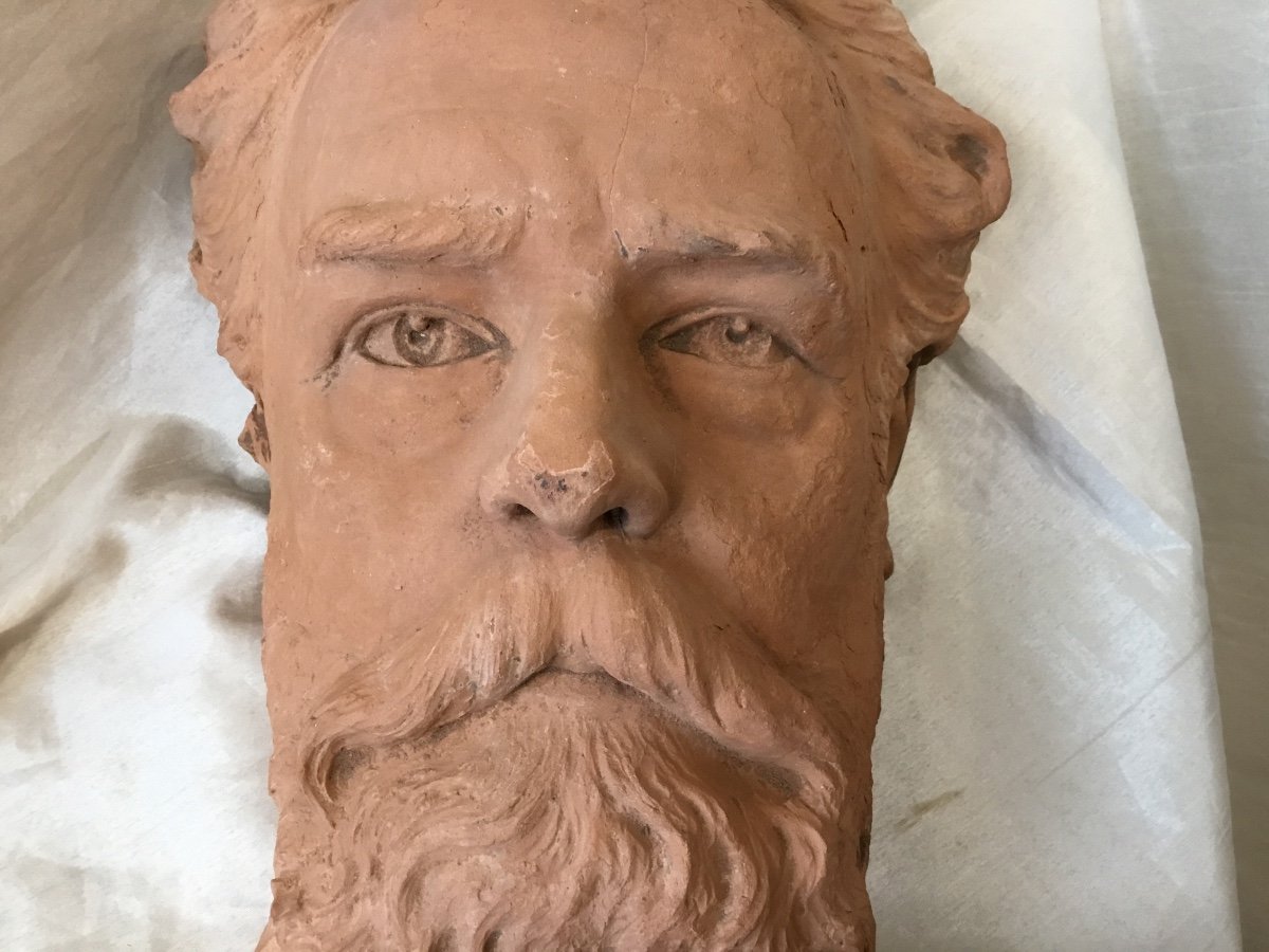19th Century - Original Terracotta Sculpture “man's Head”-photo-4