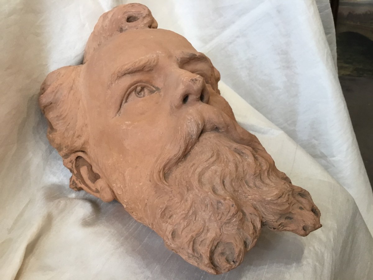 19th Century - Original Terracotta Sculpture “man's Head”-photo-1