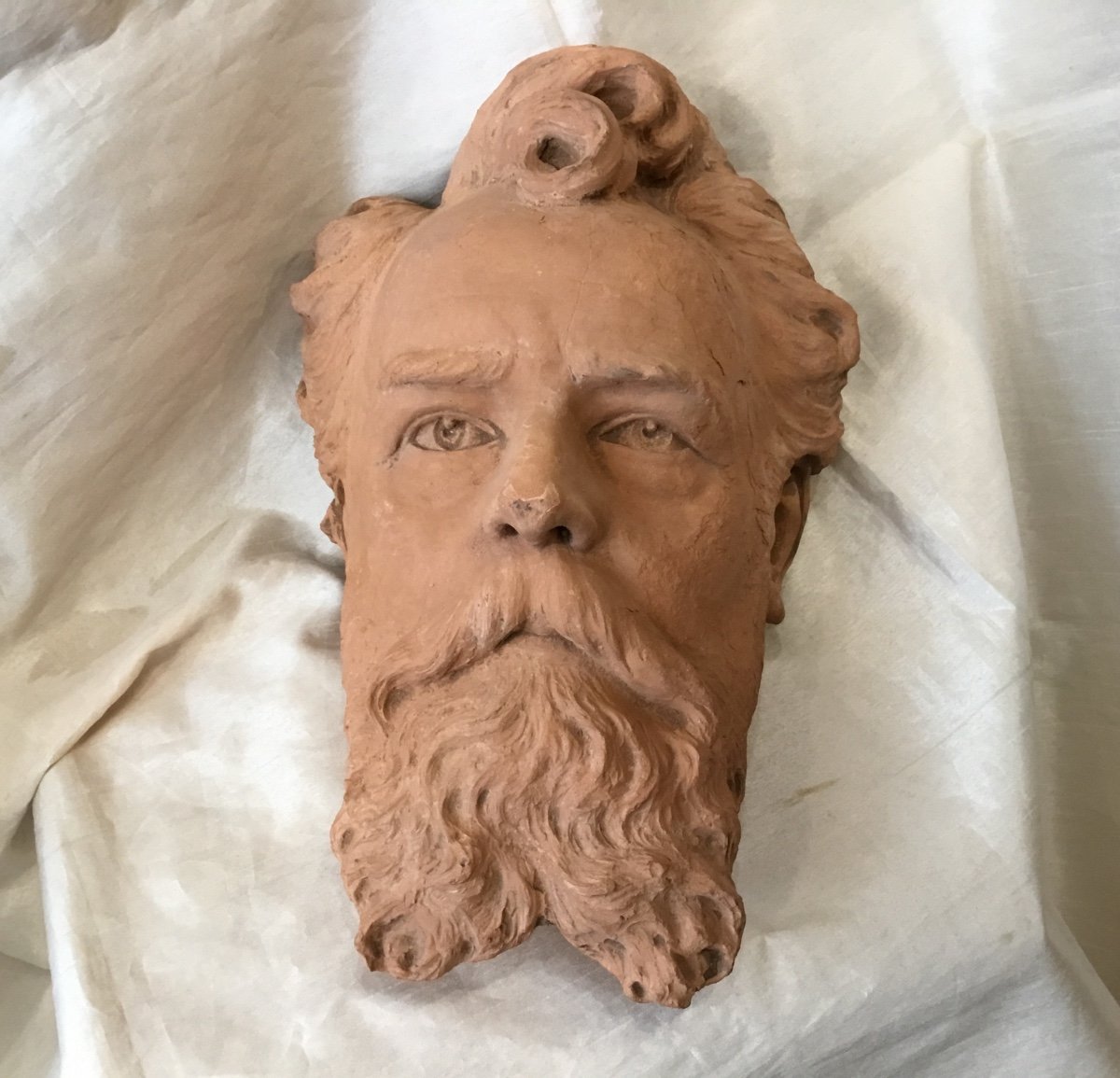 19th Century - Original Terracotta Sculpture “man's Head”
