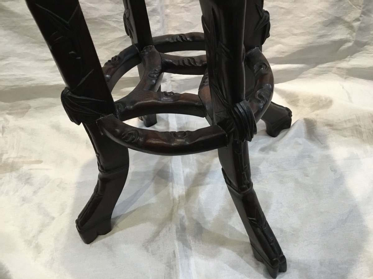China 19th - Exotic Wood And Marble Stool-photo-4