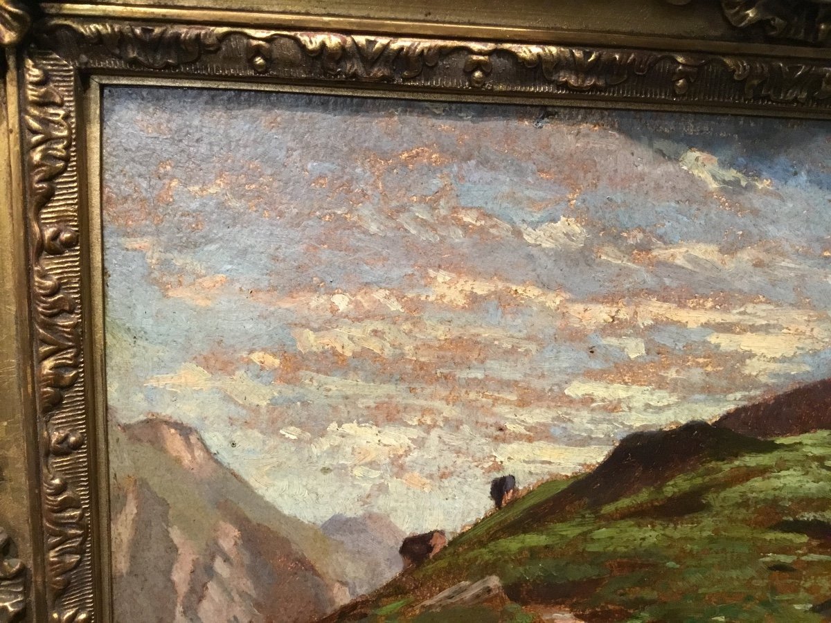P. Grigou - Mountain Landscape Oil On Canvas-photo-2