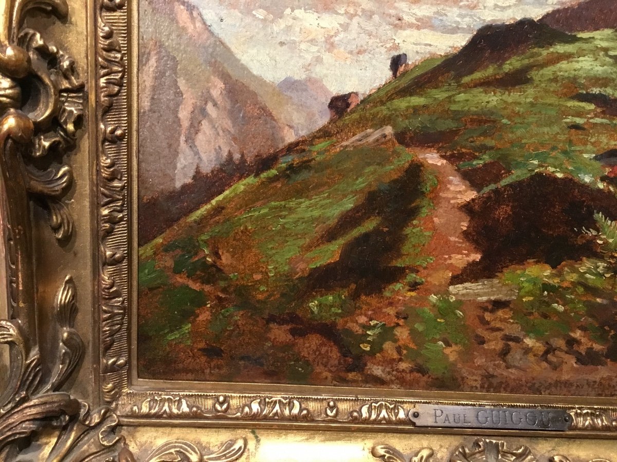 P. Grigou - Mountain Landscape Oil On Canvas-photo-1