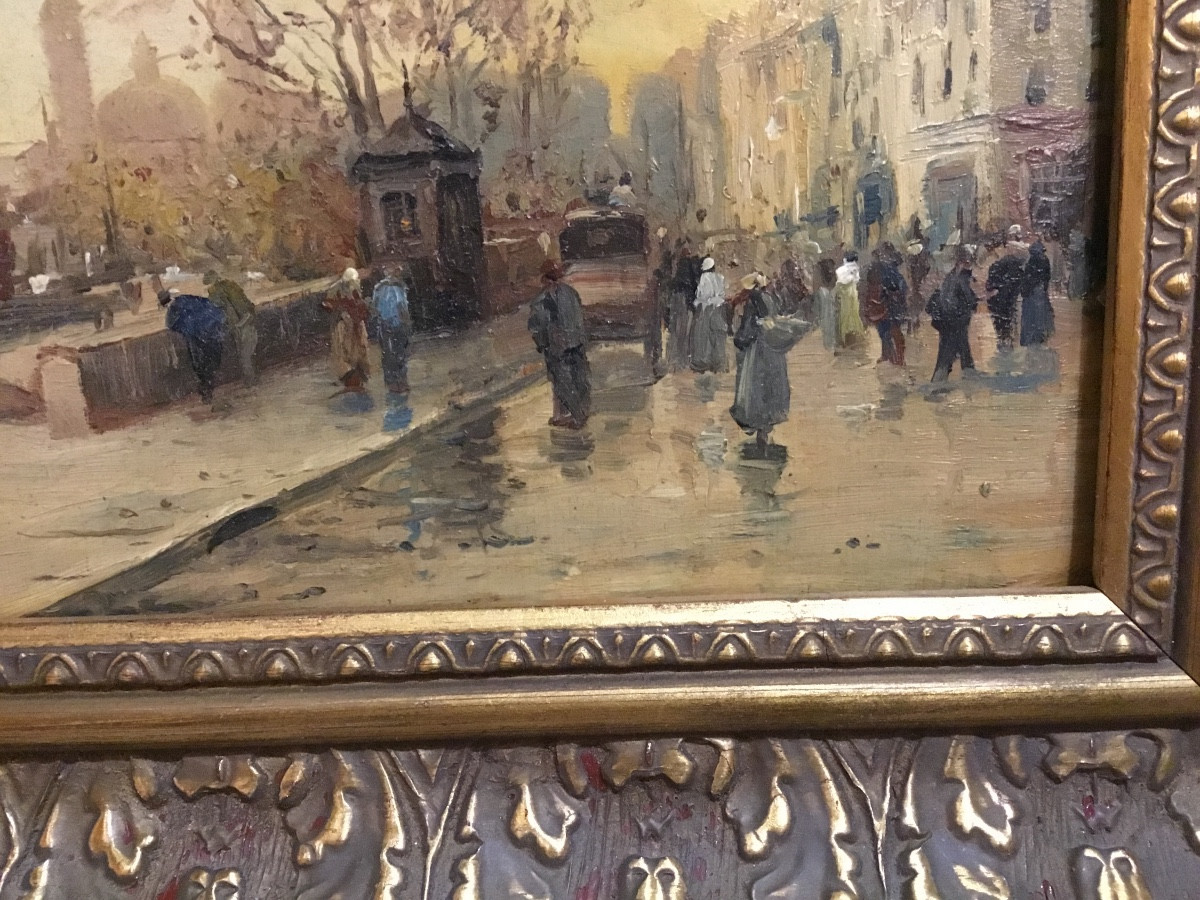 Tableau XIXe - Quai de Seine à Paris-photo-4