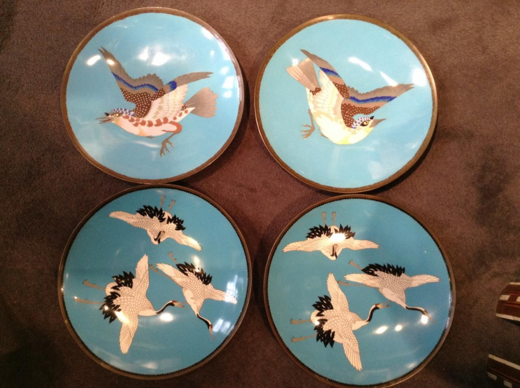 4 Meiji Meiji Dishes 19th In Cloisonne