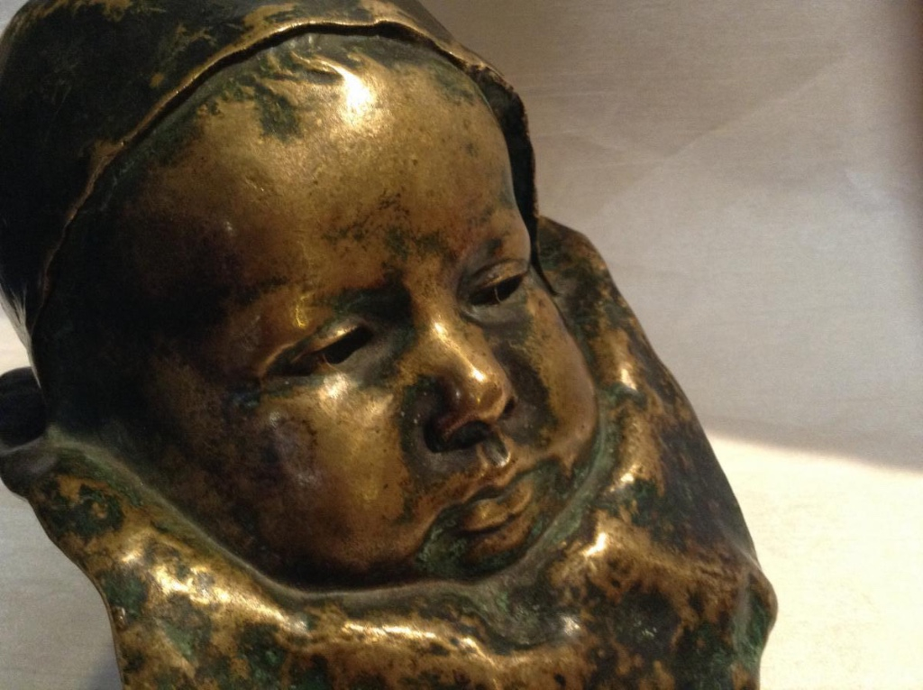 Tête De Bébé En Bronze 19ème -photo-2