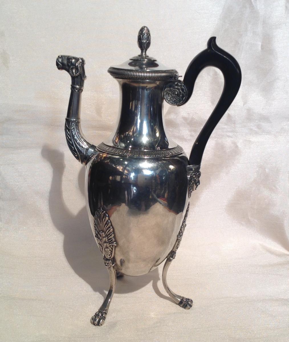 Coffee Pot In Sterling Silver, Poinçon Au Vieillard