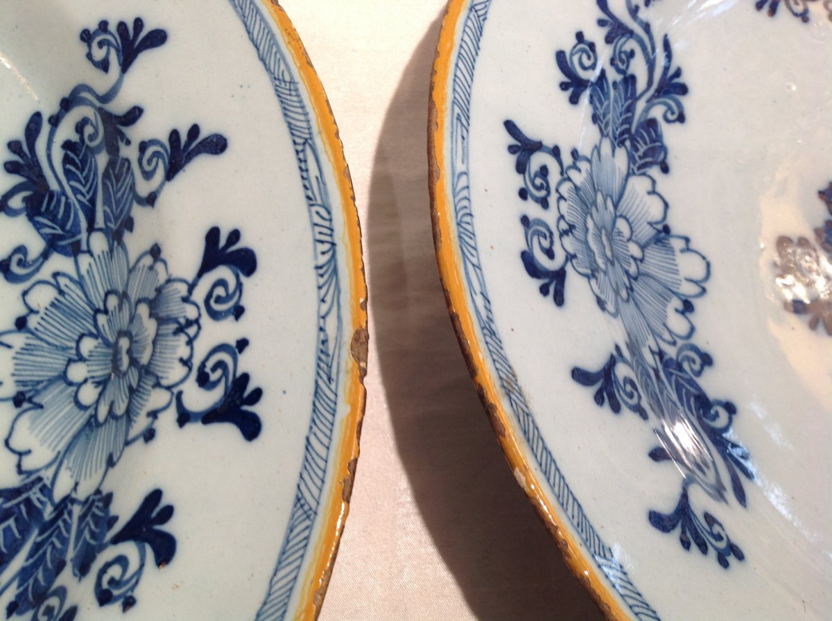 Delf 18th - Pair Of Large Earthenware Dishes-photo-2