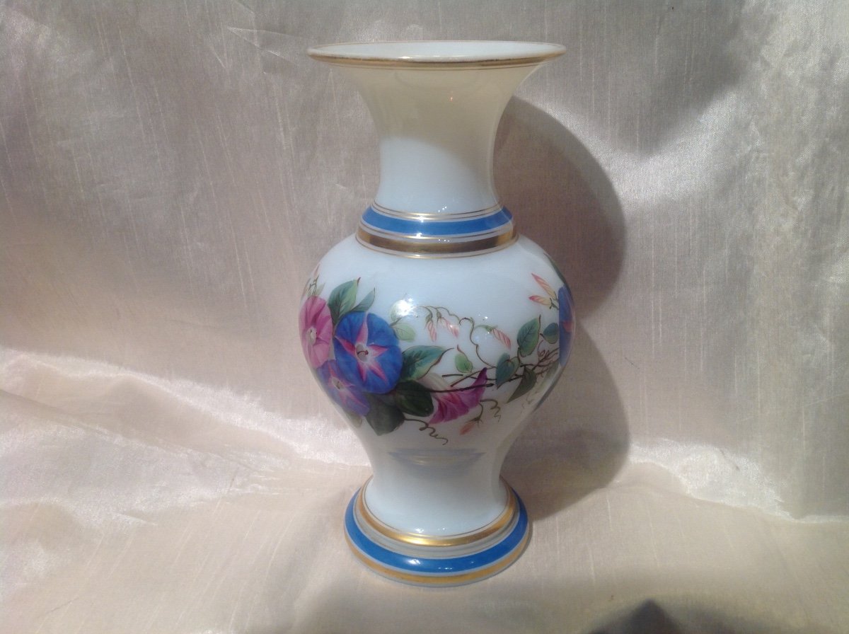 Baccarat 19ème - Vase En Opaline à Décor De Fleurs-photo-4