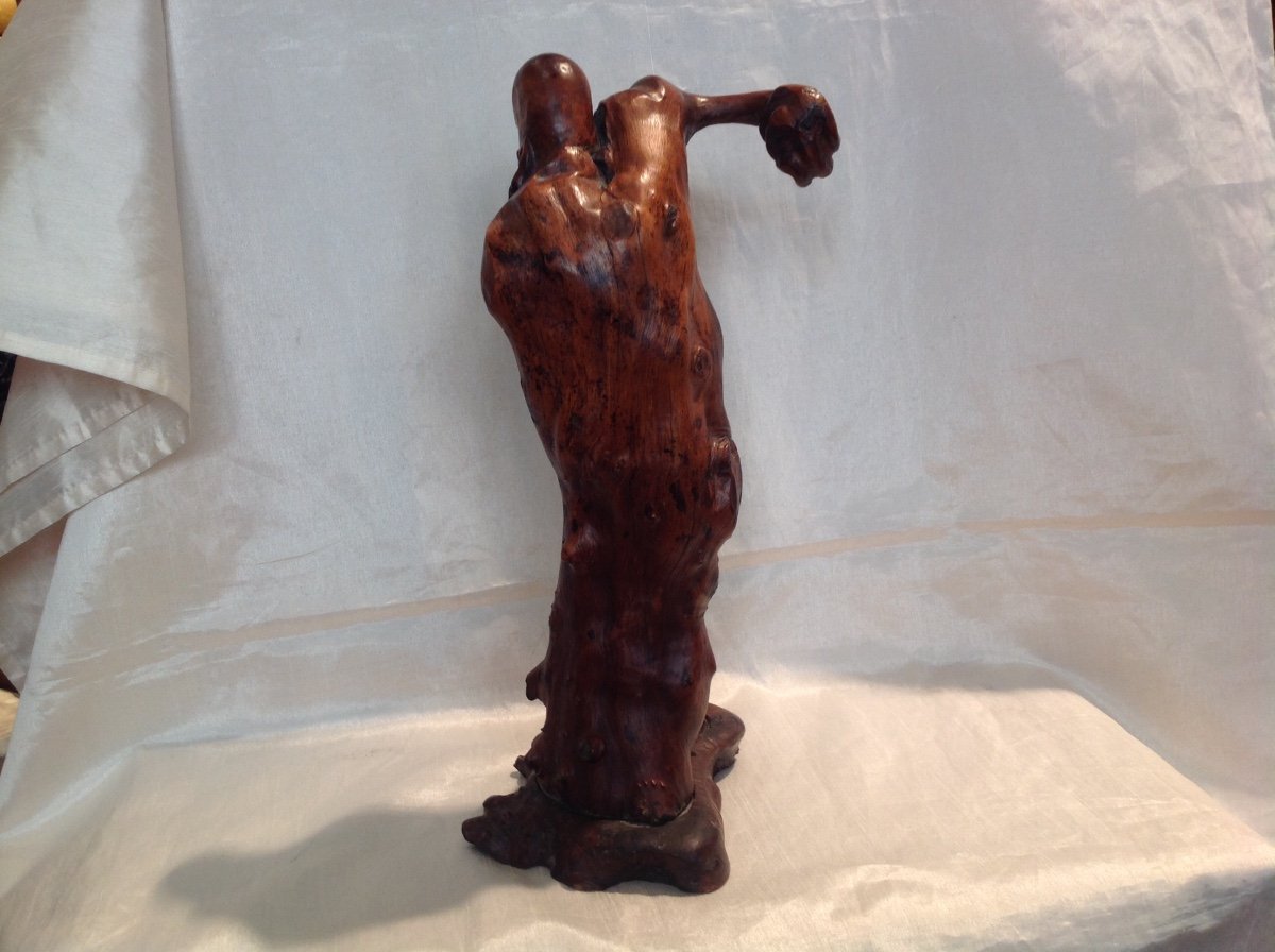 19th Century Japan - Root Carved With The Effigy Of A Man-photo-3