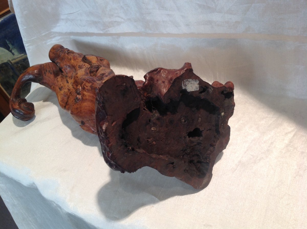 19th Century Japan - Root Carved With The Effigy Of A Man-photo-3
