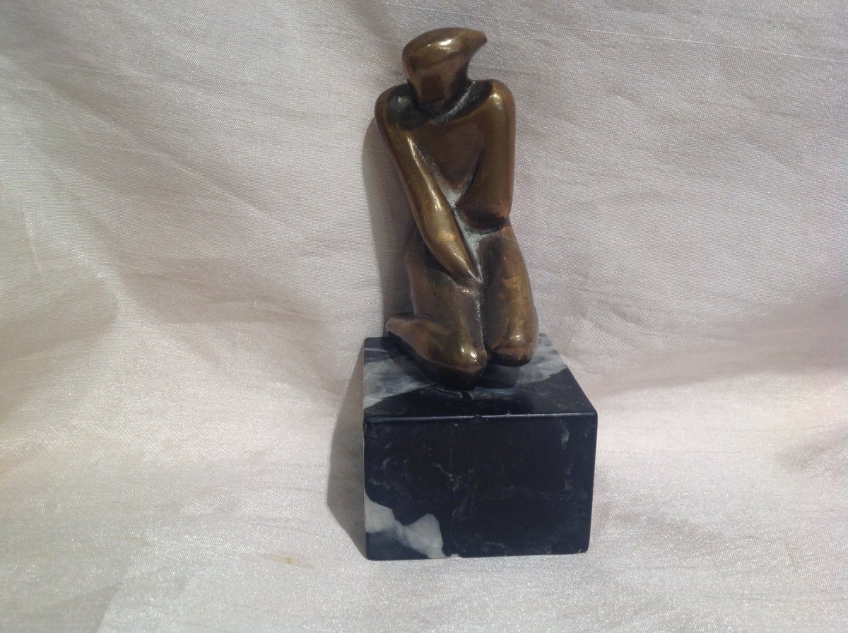 Ortega - Nude Seated Bronze Sculpture Twentieth-photo-2