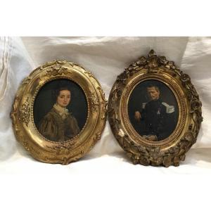 Pair Of 19th Century Portraits Of Man And Woman