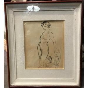 Berthommé Saint-andré - Nude In The Chair Watercolor 