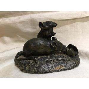 Carpenter - Pair Of 19th-century Bronze Mice