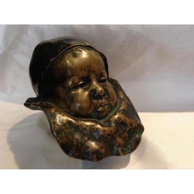 Tête De Bébé En Bronze 19ème 