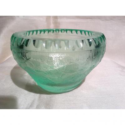 Vase En Cristal Vert Daum Nancy Art Deco