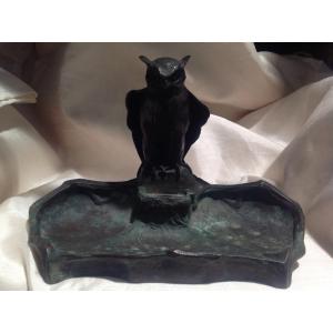 Paul Jouve - Encrier Hibou En Bronze Circa 1920