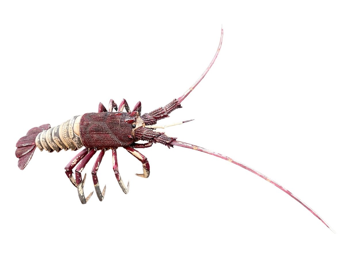 Japan - Jizai Okimono, Articulated Bone Lobster, 57 Pieces - Meiji Period.-photo-1