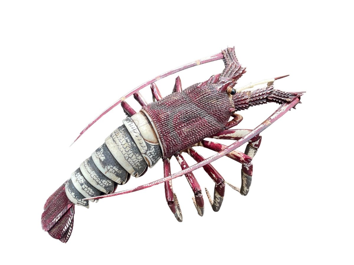 Japan - Jizai Okimono, Articulated Bone Lobster, 57 Pieces - Meiji Period.-photo-2