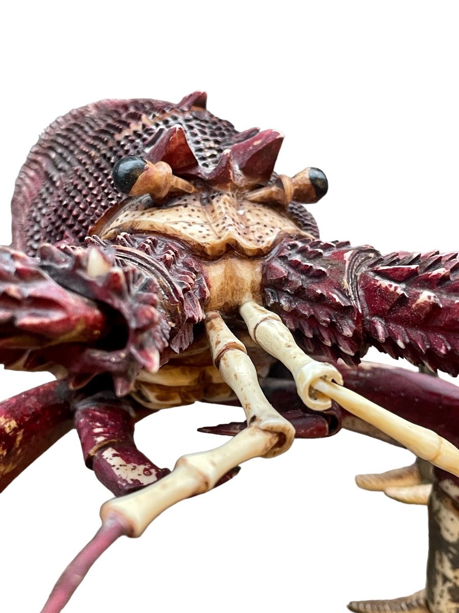 Japan - Jizai Okimono, Articulated Bone Lobster, 57 Pieces - Meiji Period.-photo-3