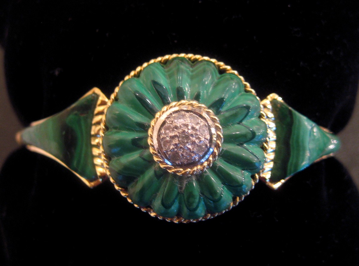 Bracelet Gold, Diamonds And Malachite-photo-2