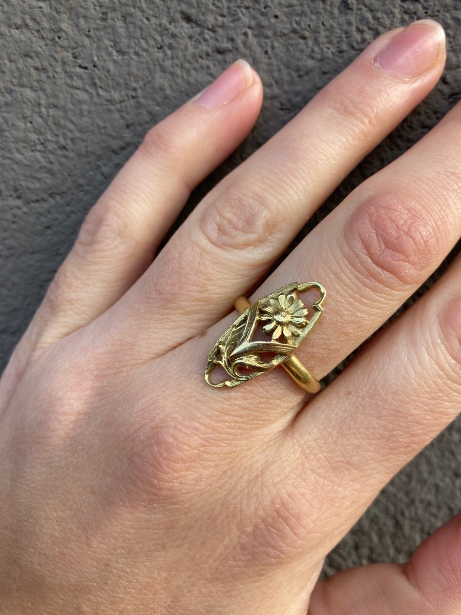 Art Nouveau Bague Or 18 Carats -photo-3