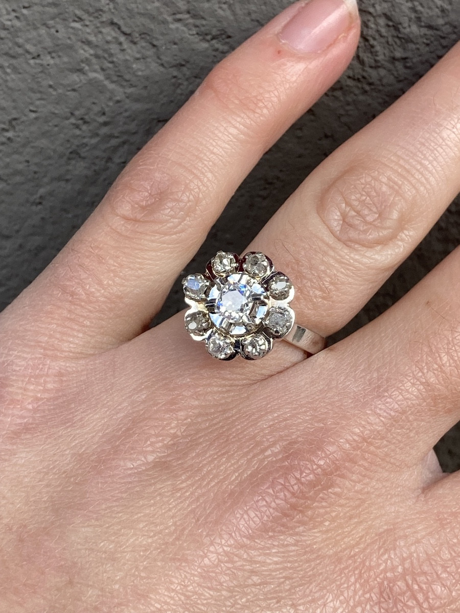 Jean Després Bague Or Platine Et Diamants 