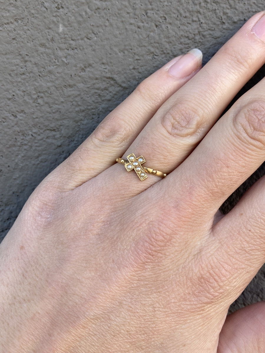 Gold And Fine Pearl Novena Ring -photo-4
