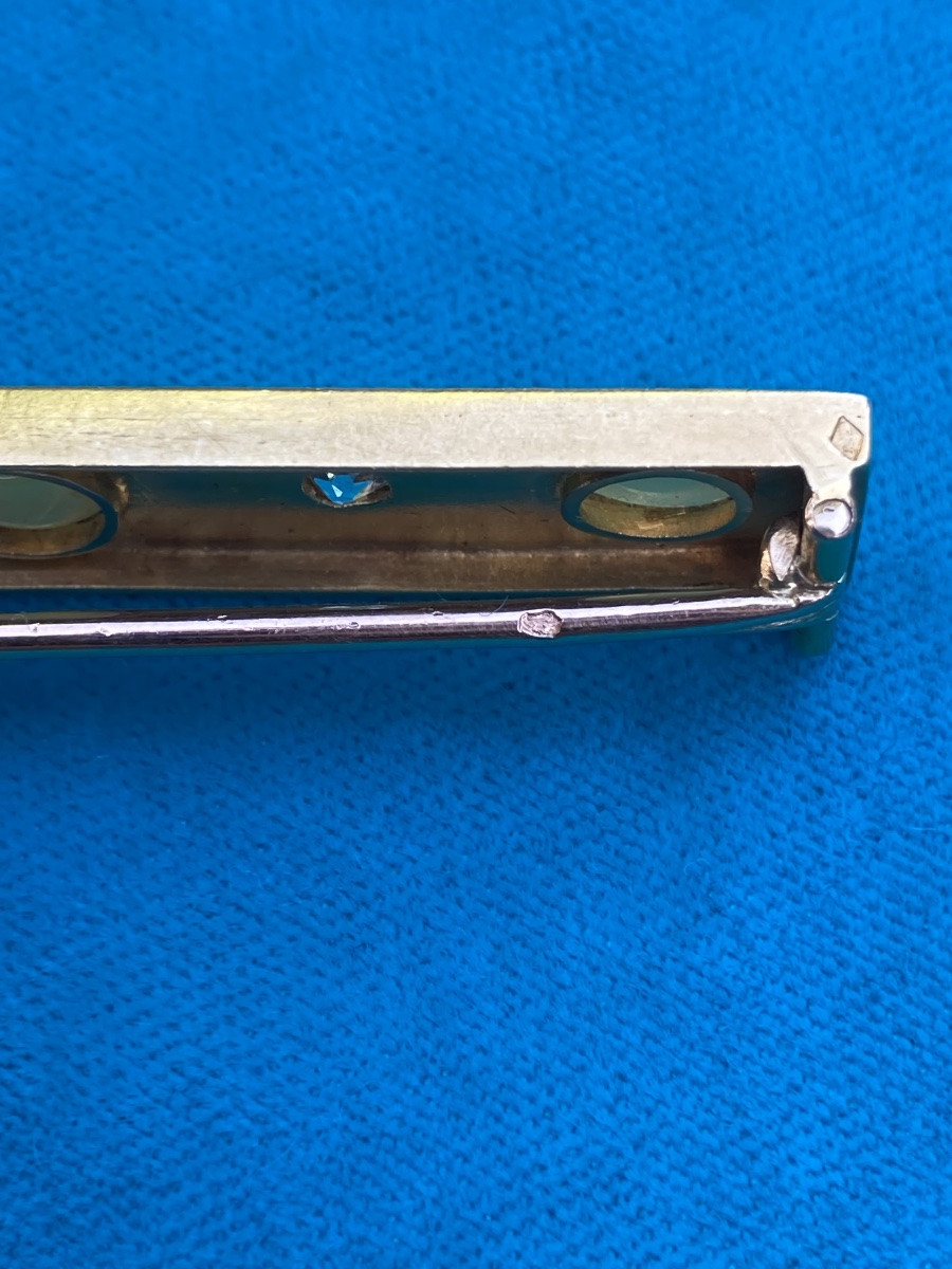 Art Deco Gold Brooch With Diamonds And Cat's Eye -photo-4