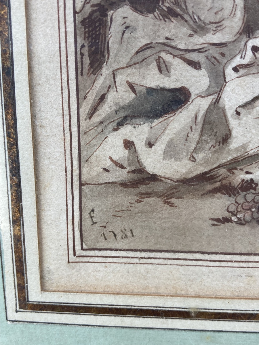 Curiosa Dessin Bacchanal Avec Pan Dans Les Bois XVIIIeme -photo-3