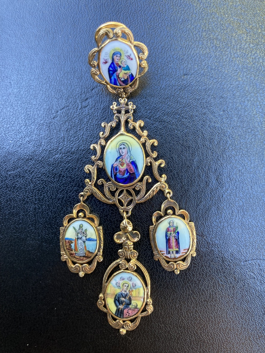 Boucles D’oreille Or Médaillons Religieux XIXeme-photo-3