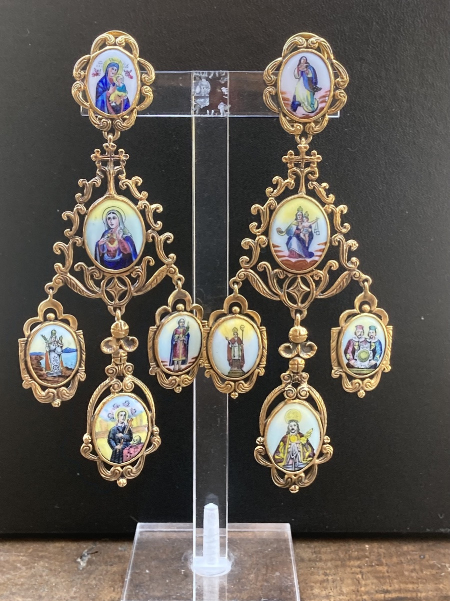 Boucles D’oreille Or Médaillons Religieux XIXeme-photo-4