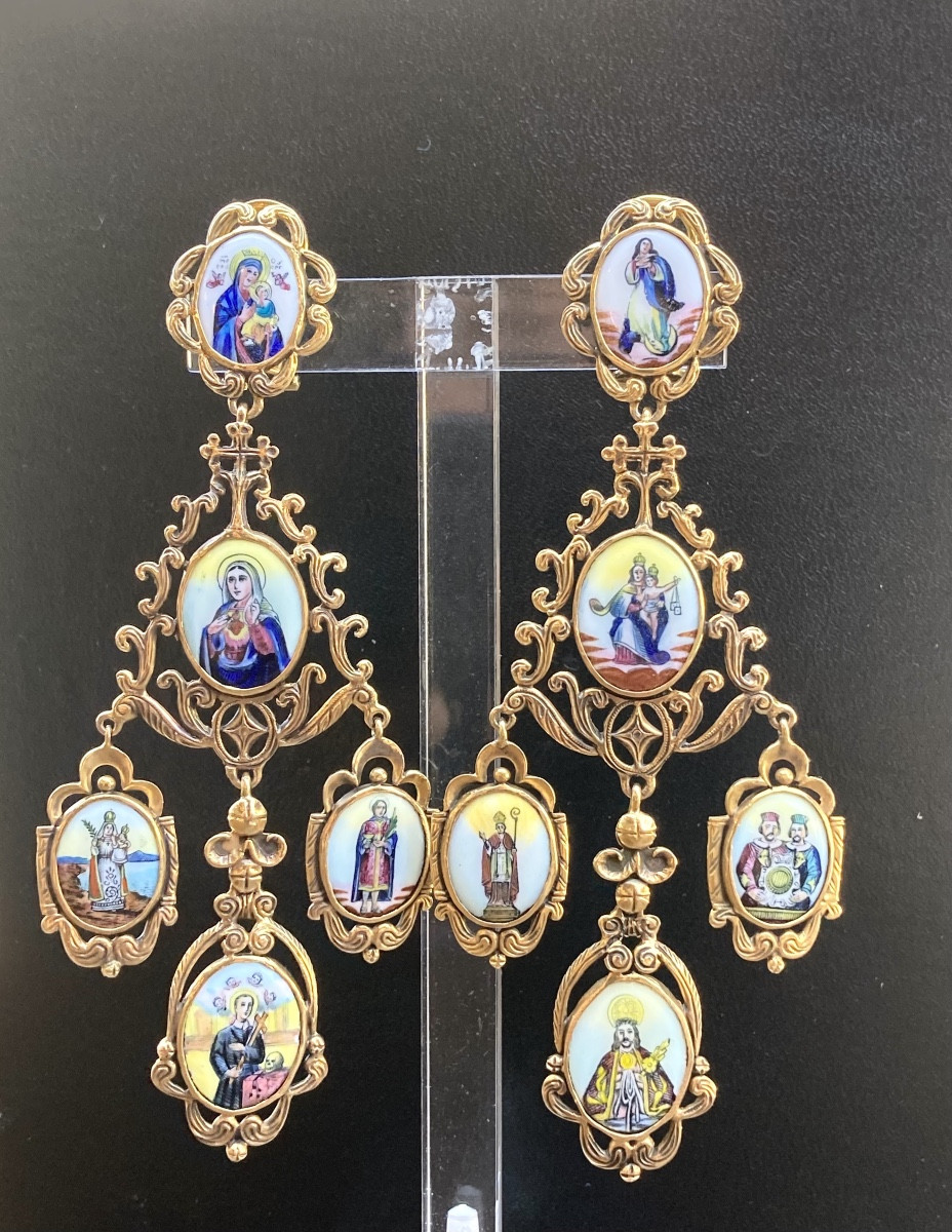Boucles D’oreille Or Médaillons Religieux XIXeme