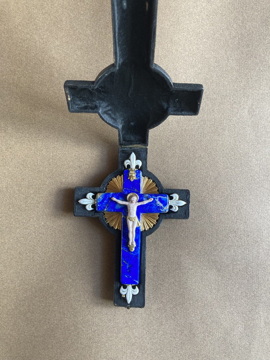 Croix en lapis-lazuli, or et émail XIXeme-photo-4