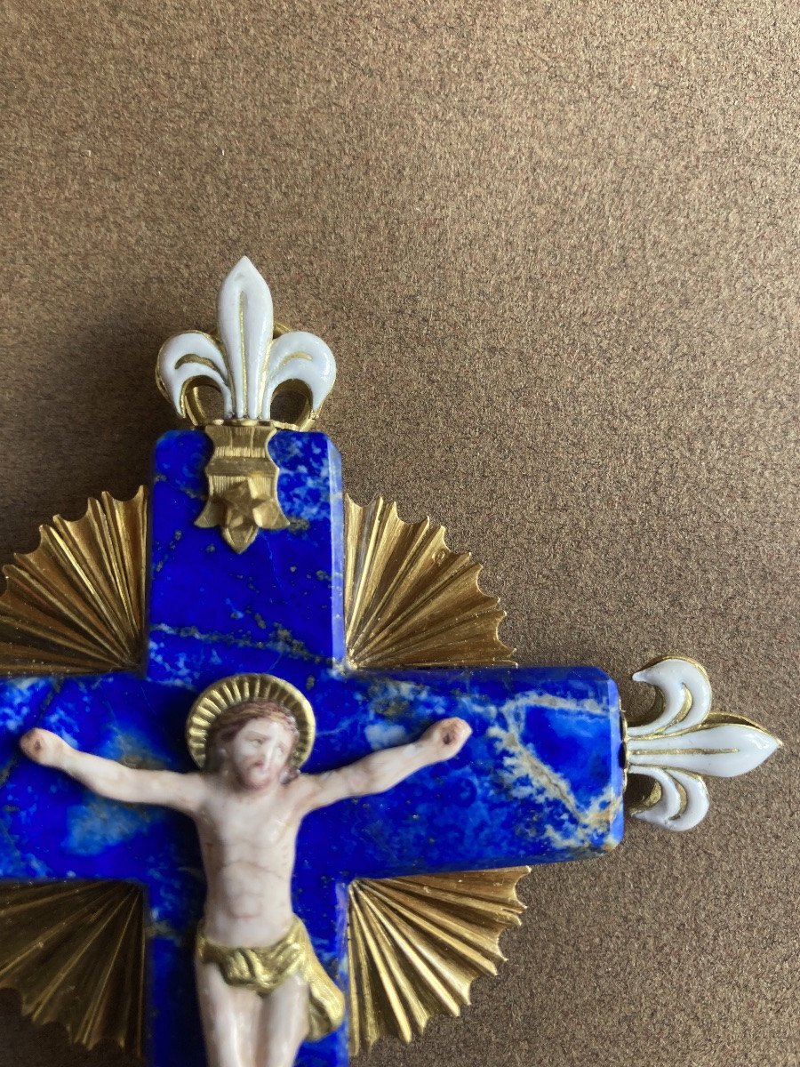 Croix en lapis-lazuli, or et émail XIXeme-photo-1