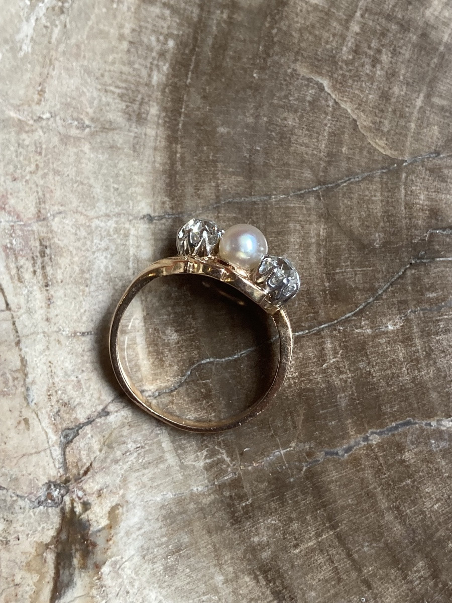Bague or diamants et perle XIXeme-photo-3