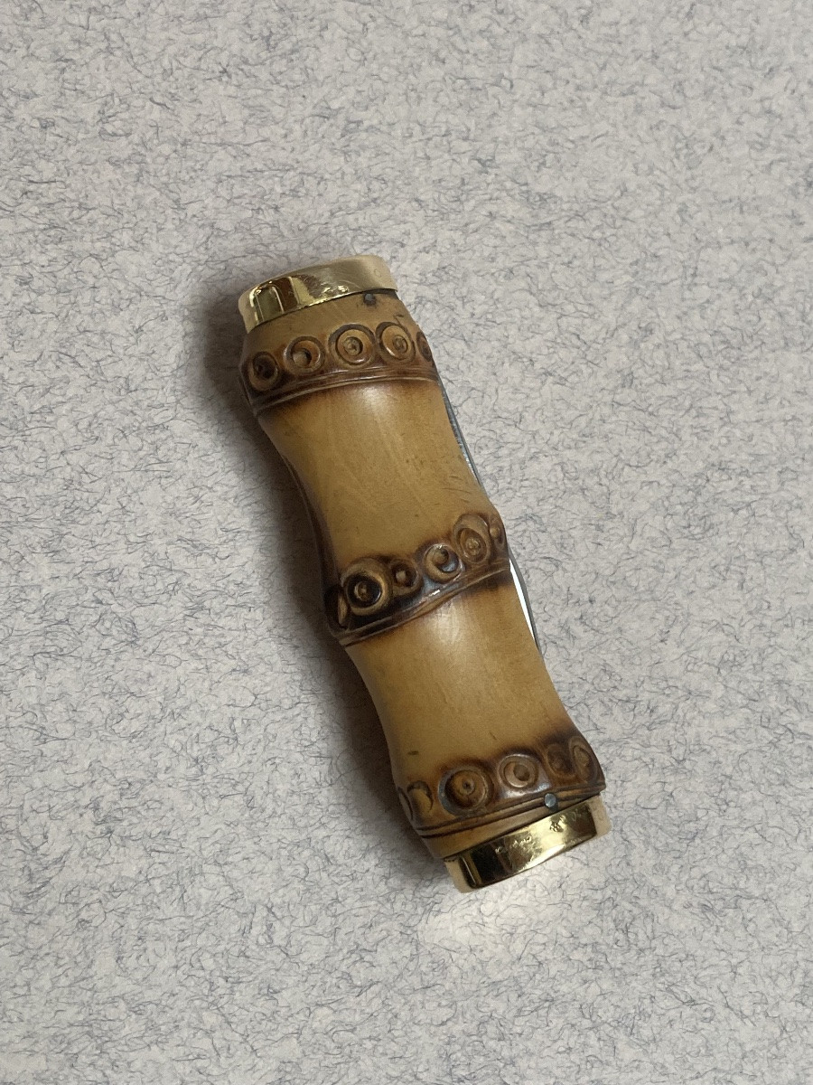 Cartier - couteau pliant or et bambou -photo-2