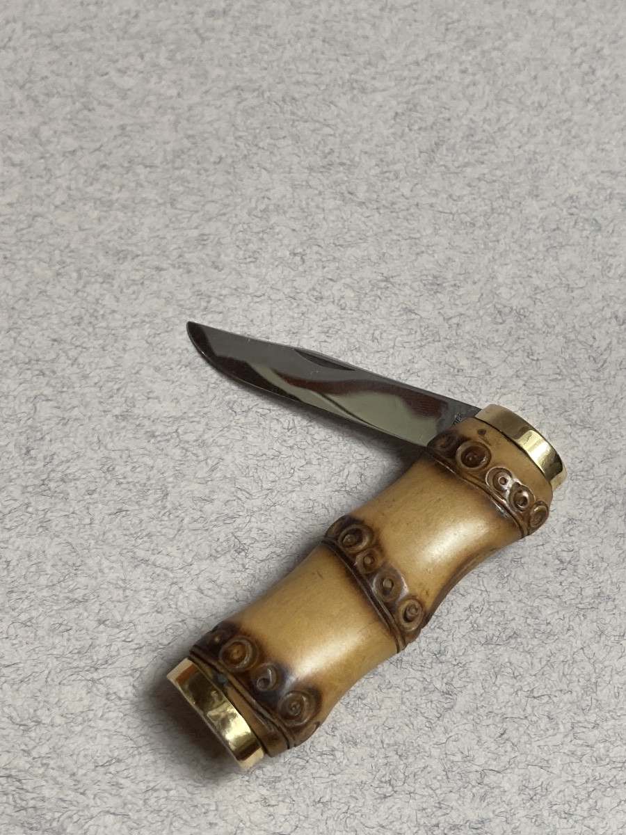 Cartier - couteau pliant or et bambou -photo-3