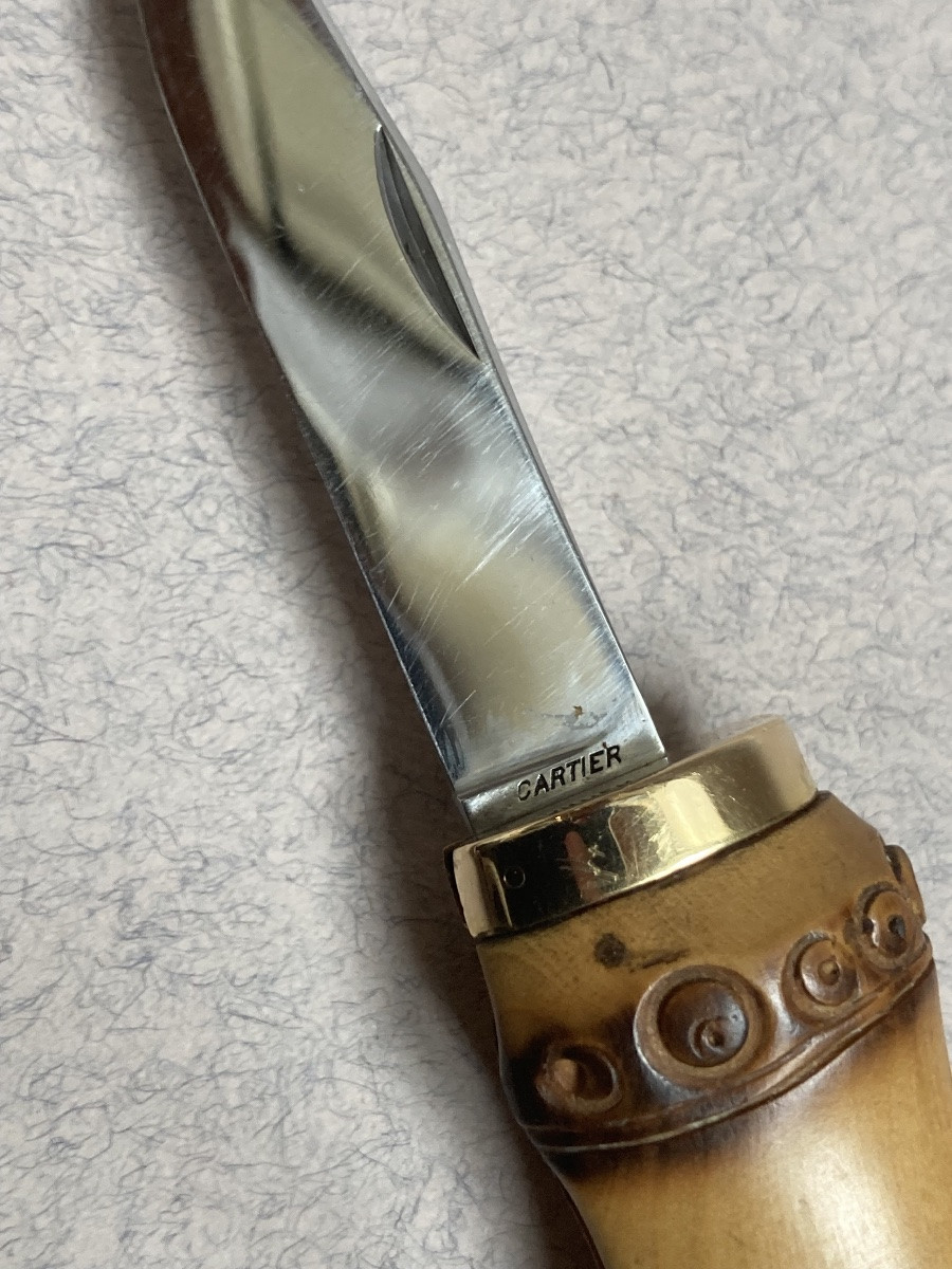 Cartier - couteau pliant or et bambou -photo-4