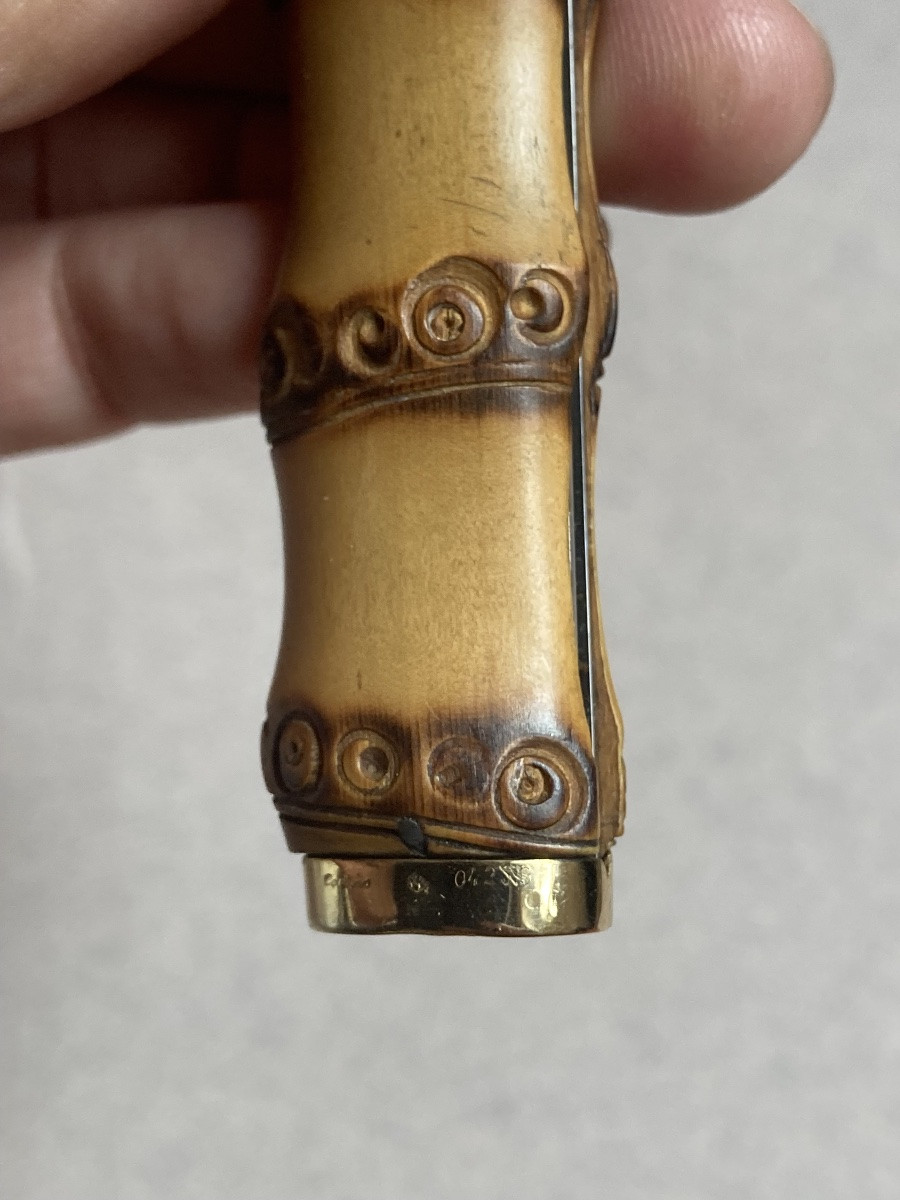 Cartier - couteau pliant or et bambou -photo-1
