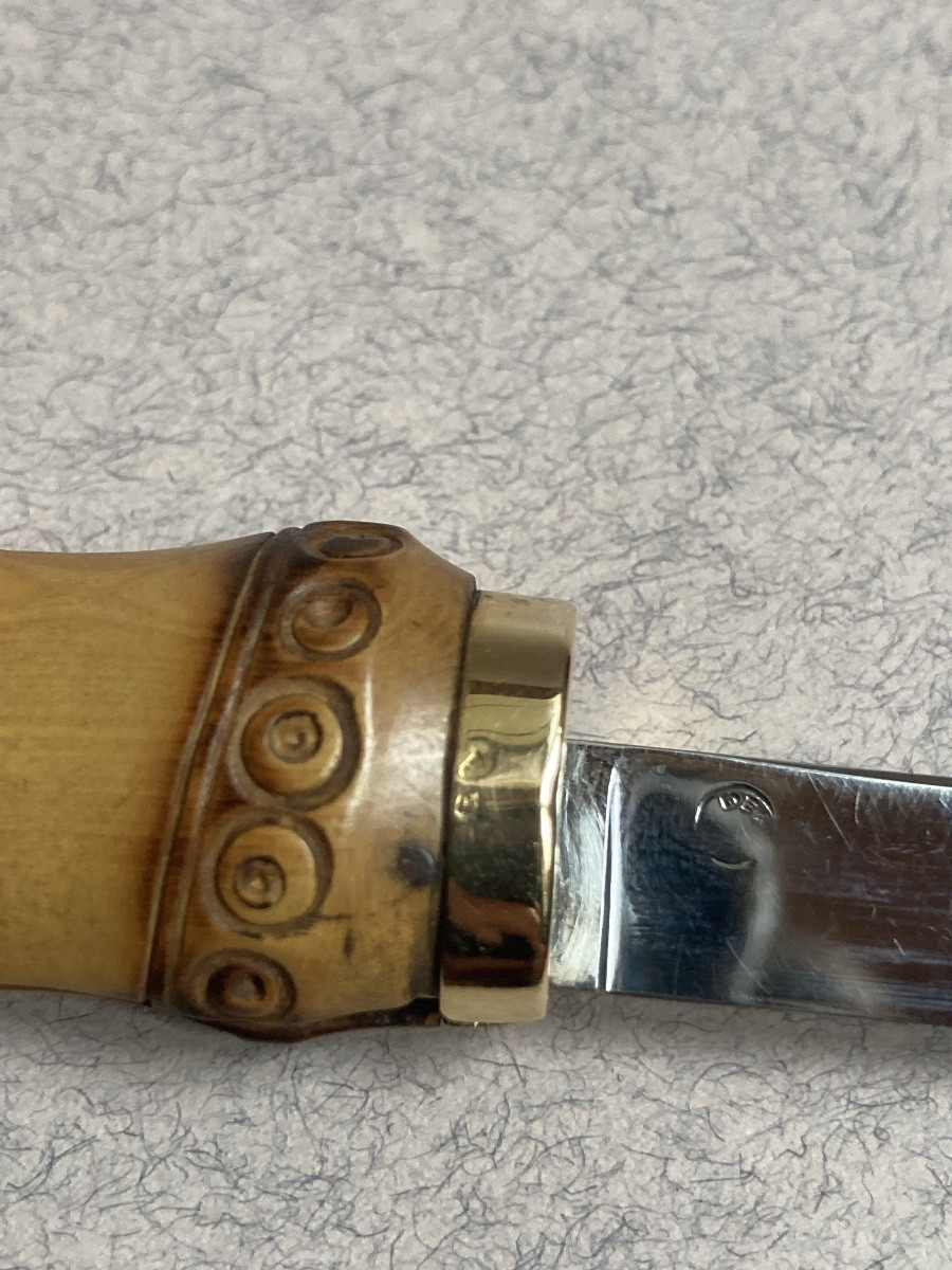Cartier - couteau pliant or et bambou -photo-2
