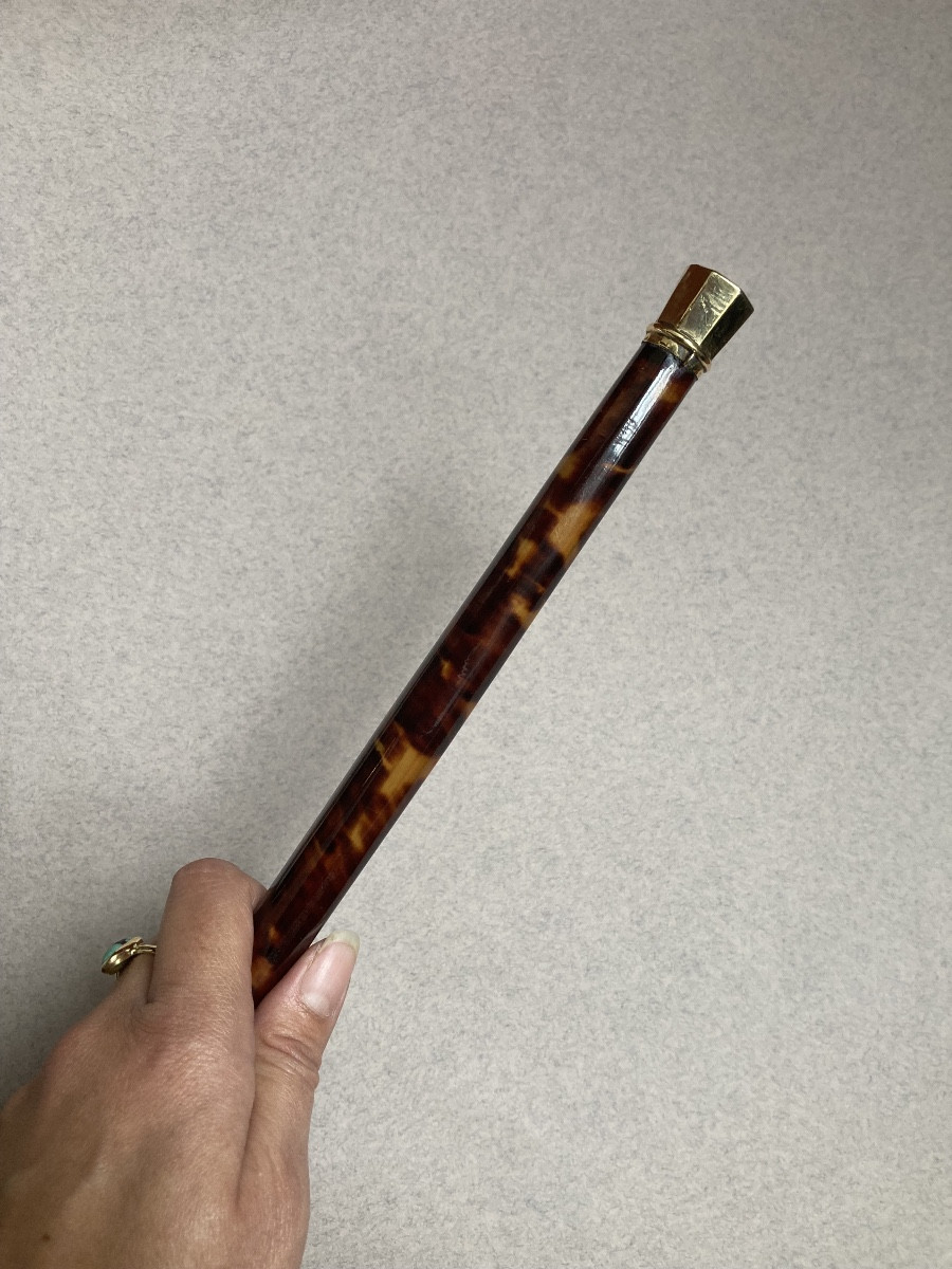 19th Century Tortoiseshell And Gold Cane-photo-3