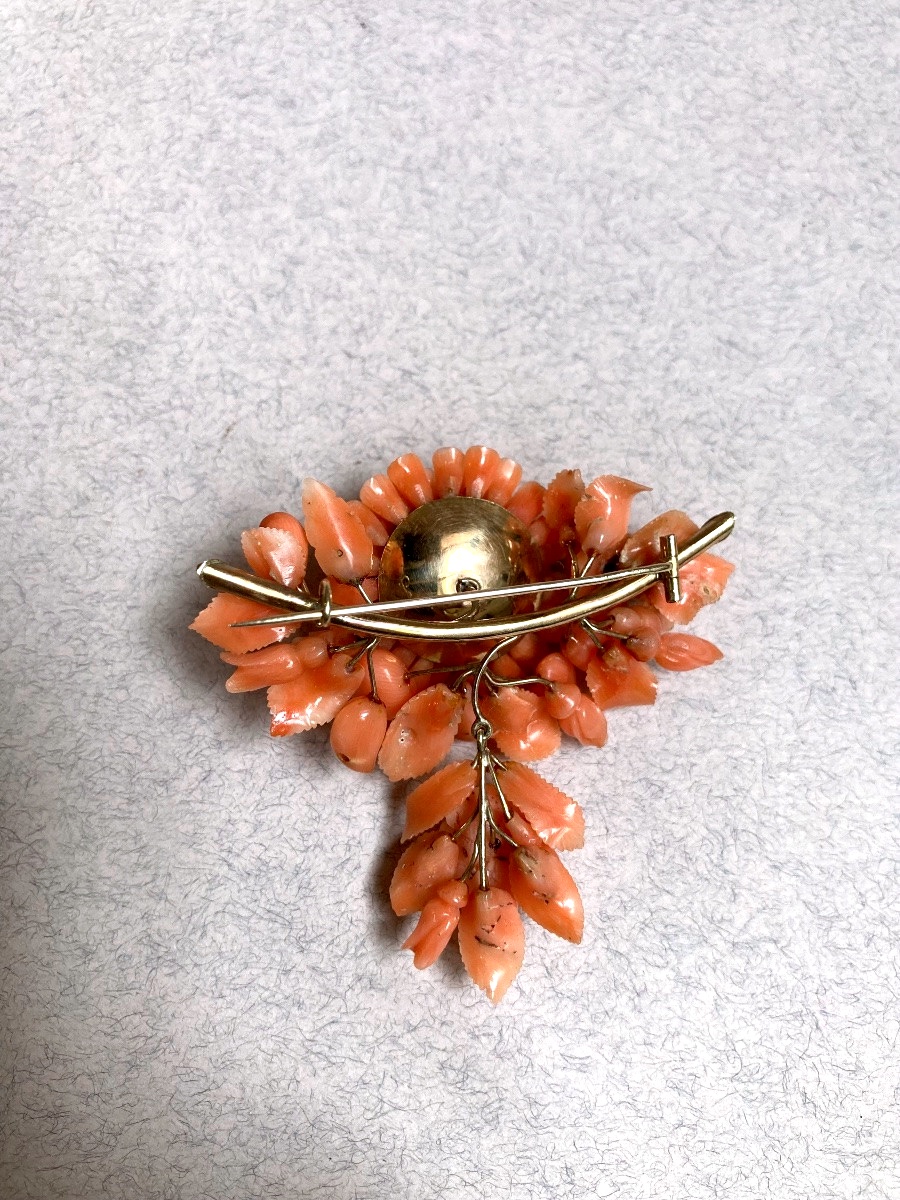 Broche et boucles d’oreille or et corail - XIXeme -photo-2