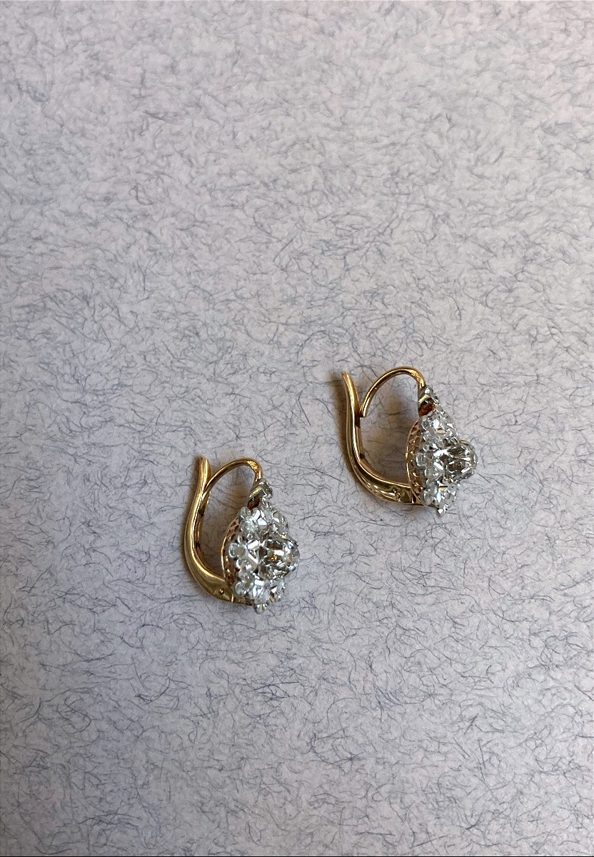 19th Century Gold And Diamond Earrings-photo-2