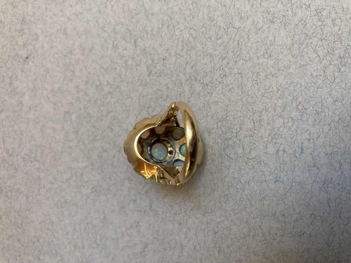 Gold Ring With Opals, Pearls And Rubies -photo-1