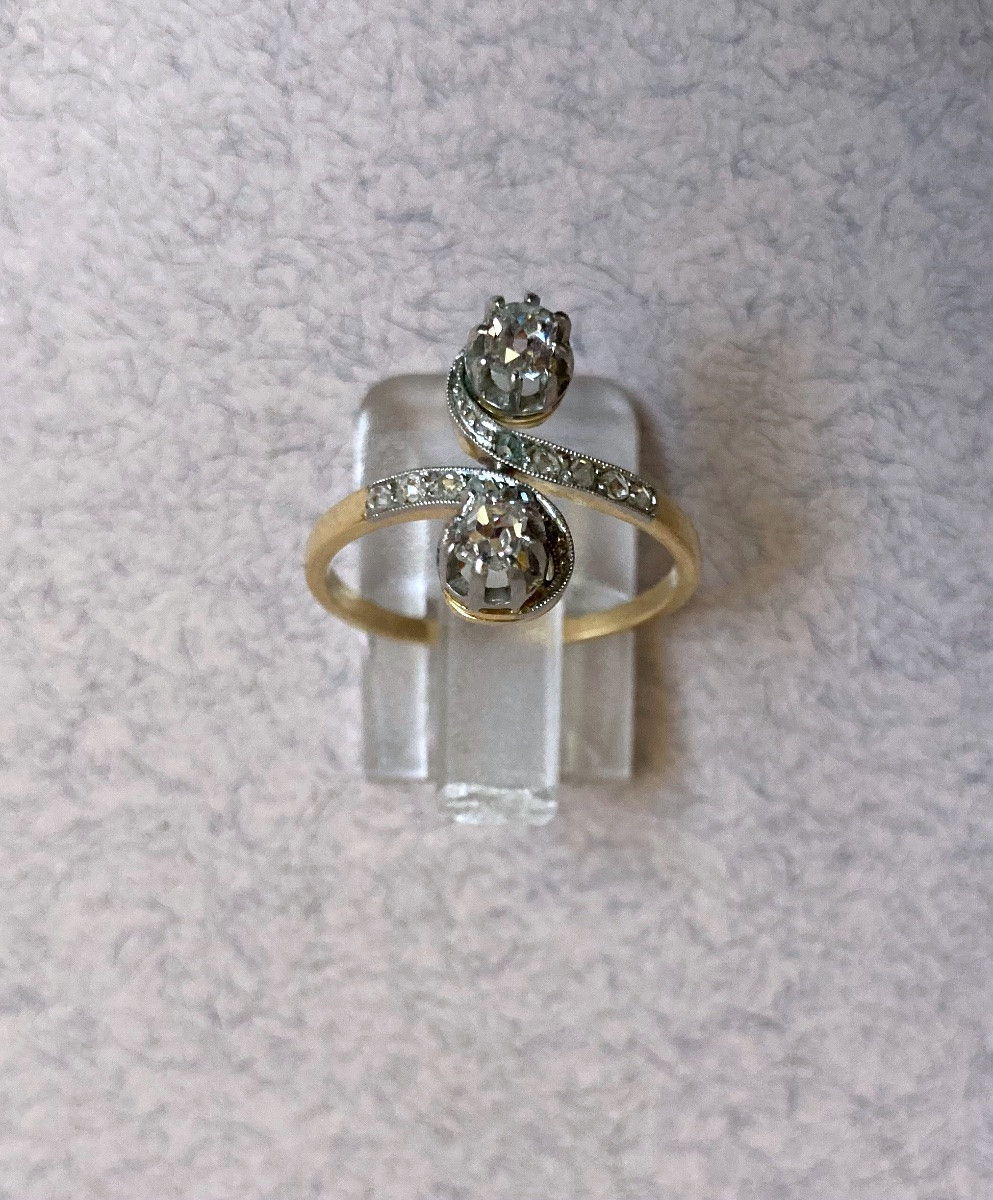 19th Century Gold And Diamond Toi & Moi Ring-photo-3