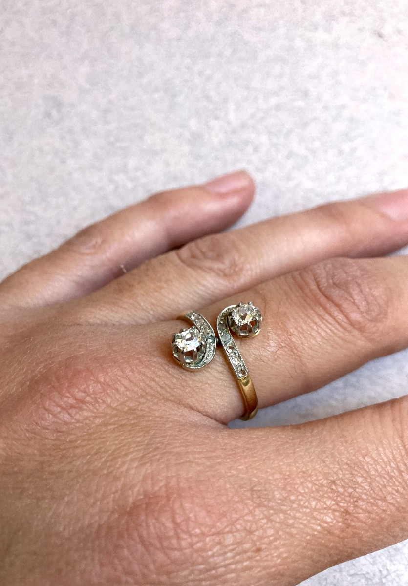 19th Century Gold And Diamond Toi & Moi Ring-photo-4